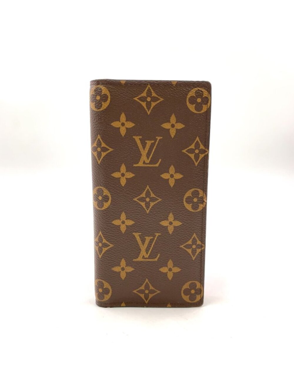 Louis Vuitton Portefeuille Brazza Monogram Leather Brown Bifold Wallet Gold